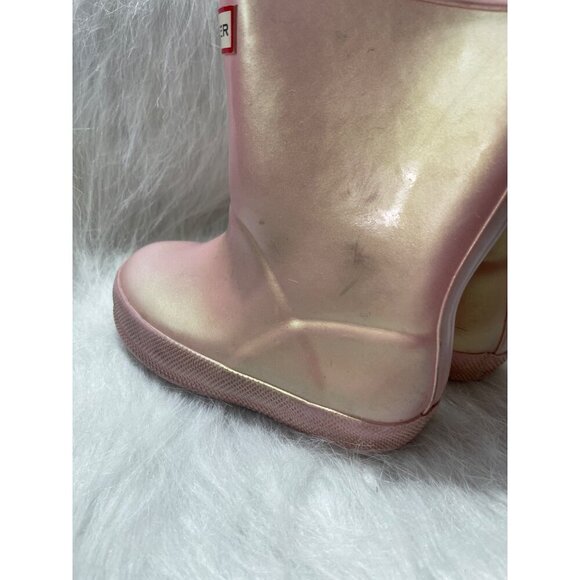 Hunter Kids Pink Gloss Rain Boots Size 8 - Picture 4 of 7